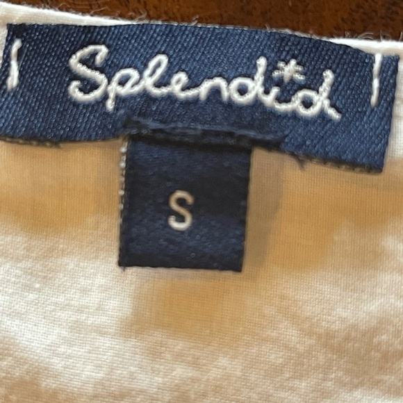 Splendid White Multicolor Striped Multi Fabric Long Sleeve Roll Tab Top Size S - Picture 8 of 10